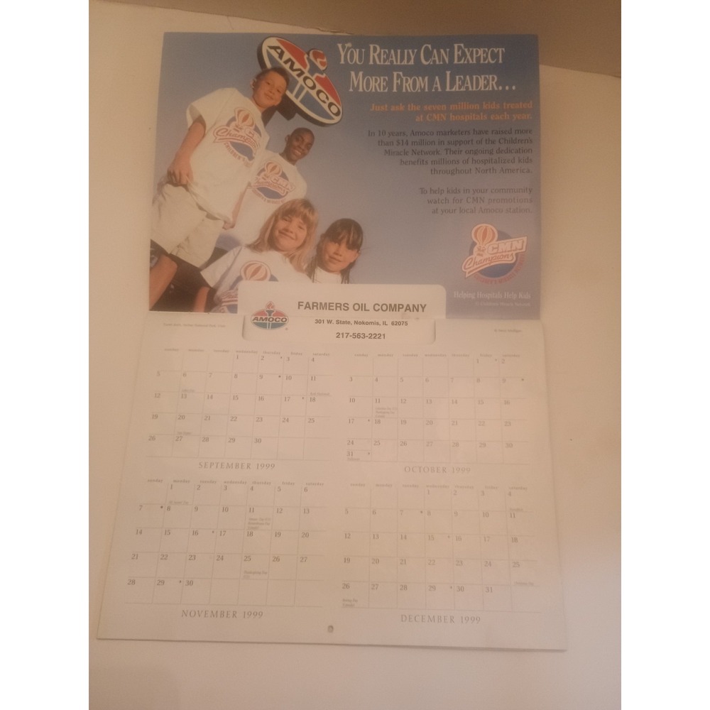 Vintage Amoco 2000 Farmers Wall Calendar Nokomis, IL